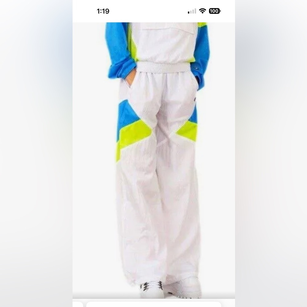NWT Champion white nylon Y2K look wide leg/jogger pant size small